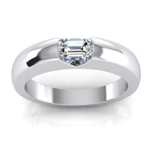 Afbeelding in Gallery-weergave laden, 0,50 Karaat Smaragdgroene Echt Diamanten Gouden Herenring Oost-West