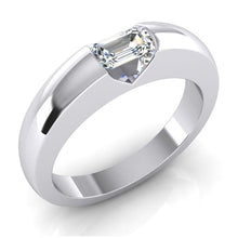 Afbeelding in Gallery-weergave laden, 0,50 Karaat Smaragdgroene Echt Diamanten Gouden Herenring Oost-West