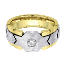 Afbeelding in Gallery-weergave laden, 0,50 Karaat Ronde Echt Diamanten Solitaire Herenring Tweekleurig Goud 14K