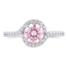 Afbeelding in Gallery-weergave laden, 1.35 ct roze saffier & ronde Natuurlijke echte diamanten ( niet in een laboratorium gekweekt ) verlovingsring edelsteen WG 14K