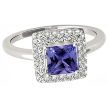 Afbeelding in Gallery-weergave laden, 1.5 ct prinses geslepen tanzaniet met Natuurlijke echte diamanten ( niet in een laboratorium gekweekt ) ring witgoud