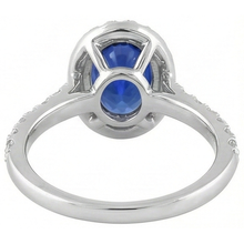 Afbeelding in Gallery-weergave laden, echte round saffier 1.50karaat ring met diamantaccenten