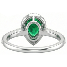 Afbeelding in Gallery-weergave laden, 1.50 ct peer geslepen groene smaragd en diamanten ring