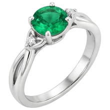 Afbeelding in Gallery-weergave laden, 1.50 karaat groene smaragd ring gedraaide schacht wit goud 14k