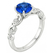 Afbeelding in Gallery-weergave laden, echte round saffier 1.60karaat ring close-up detail