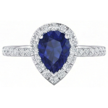 Afbeelding in Gallery-weergave laden, 1.60 ct peer geslepen Sri Lanka blauwe saffier Natuurlijke echte diamanten ( niet in een laboratorium gekweekt ) ring