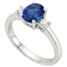 Afbeelding in Gallery-weergave laden, 1.70 karaat Ceylon saffier Natuurlijke echte diamanten ( niet in een laboratorium gekweekt ) ring wit goud 14K