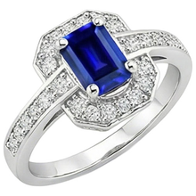 Afbeelding in Gallery-weergave laden, 1.70 karaat Emerald Cut Ceylon Sapphire Diamond Ring Wit Goud 14K