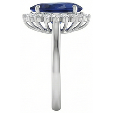 Afbeelding in Gallery-weergave laden, 1.75 ct blauwe peer geslepen saffier met Natuurlijke echte diamanten ( niet in een laboratorium gekweekt ) ring dame goud