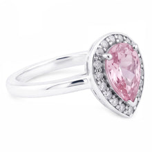 Afbeelding in Gallery-weergave laden, 1.90 ct peer roze saffier halo solitaire met accenten edelsteen ring