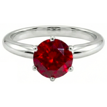 Afbeelding in Gallery-weergave laden, 1 Karaat Ronde Rode Robijn Verlovings Ring Solitaire Edelsteen