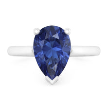 Afbeelding in Gallery-weergave laden, 1 karaat Ceylon Sapphire Solitaire Ring Pear Cut Kathedraal Instelling