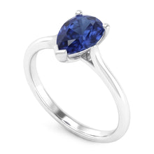Afbeelding in Gallery-weergave laden, 1 karaat Ceylon Sapphire Solitaire Ring Pear Cut Kathedraal Instelling