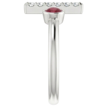 Afbeelding in Gallery-weergave laden, 1 karaat belofte ring Natuurlijke echte diamant ( niet in het laboratorium gekweekt ) & robijn bezel set wit goud