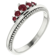 Afbeelding in Gallery-weergave laden, 1 karaat vijf stenen ring Robijn wit goud 14K