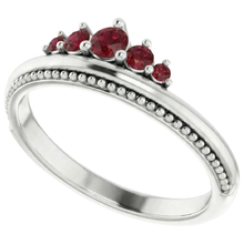 Afbeelding in Gallery-weergave laden, 1 karaat vijf stenen ring Robijn wit goud 14K