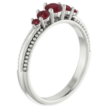 Afbeelding in Gallery-weergave laden, 1 karaat vijf stenen ring Robijn wit goud 14K
