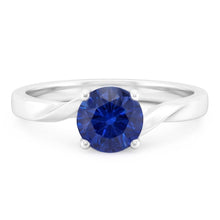 Afbeelding in Gallery-weergave laden, 1-karaats Solitaire Ceylon Sapphire-ring voor dames met gedraaide schacht