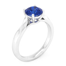 Afbeelding in Gallery-weergave laden, 1-karaats Solitaire Ceylon Sapphire-ring voor dames met gedraaide schacht