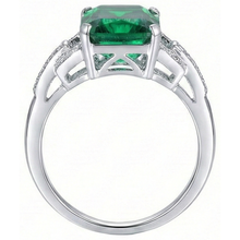 Afbeelding in Gallery-weergave laden, 10.70 Karaat Prong Gezet Groene Smaragd GIA En Natuurlijke uit de aarde gewonnen Diamanten Ring WG 14K