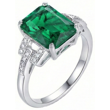 Afbeelding in Gallery-weergave laden, 10.70 Karaat Prong Gezet Groene Smaragd GIA En Natuurlijke uit de aarde gewonnen Diamanten Ring WG 14K