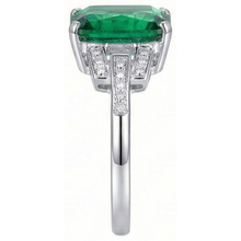 Afbeelding in Gallery-weergave laden, 10.70 Karaat Prong Gezet Groene Smaragd GIA En Natuurlijke uit de aarde gewonnen Diamanten Ring WG 14K