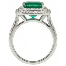 Afbeelding in Gallery-weergave laden, 10 Karaat Prinsesslijpsel Groene Smaragd GIA Met Natuurlijke uit de aarde gewonnen Diamanten Ring