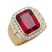 Afbeelding in Gallery-weergave laden, 10K Yellow Gold Birmese Robijn Heren Ring – 8,5-karaat Radiant