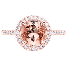 Afbeelding in Gallery-weergave laden, 10,10 ct Morganite Halo Natuurlijke echte diamanten ( niet in een laboratorium gekweekt ) ring rosé goud 14k