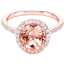 Afbeelding in Gallery-weergave laden, 10,10 ct Morganite Halo Natuurlijke echte diamanten ( niet in een laboratorium gekweekt ) ring rosé goud 14k