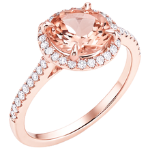 Afbeelding in Gallery-weergave laden, 10,10 ct Morganite Halo Natuurlijke echte diamanten ( niet in een laboratorium gekweekt ) ring rosé goud 14k