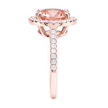 Afbeelding in Gallery-weergave laden, 10,10 ct Morganite Halo Natuurlijke echte diamanten ( niet in een laboratorium gekweekt ) ring rosé goud 14k