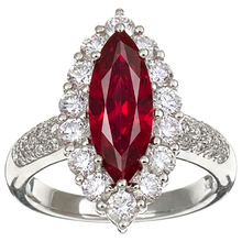 Afbeelding in Gallery-weergave laden, 10.50 Ct Rode Robijn IGI GECERTIFICEERDE Marquise Slijpvorm Met Diamanten Ring Witgoud 14K