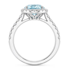 Afbeelding in Gallery-weergave laden, 11.70 ct ovale aquamarijn en ronde Natuurlijke echte diamanten ( niet in een laboratorium gekweekt ) ring 14 kt witgoud
