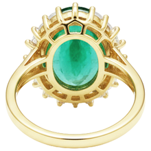 Afbeelding in Gallery-weergave laden, 11 Ct Ovale Groene Smaragd GIA Met Natuurlijke uit de aarde gewonnen Diamanten Trouwring 14K Geelgoud