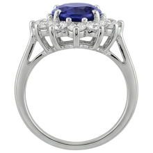 Afbeelding in Gallery-weergave laden, 11.75 Ct Blauwe Tanzaniet met Natuurlijke uit de aarde gewonnen Diamanten Trouw Cluster Ring 14K Witgoud