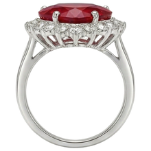 Afbeelding in Gallery-weergave laden, Nieuwe 14K Witgouden Ring met 12.75 Karaat Hartvormige Rode Robijn en IGI GECERTIFICEERDE Diamanten