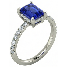 Afbeelding in Gallery-weergave laden, 12 Ct Hidden Halo Tanzaniet met Natuurlijke echte diamanten ( niet in een laboratorium gekweekt ) trouwring witgoud