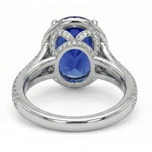 Afbeelding in Gallery-weergave laden, IGI GECERTIFICEERDE 12 Karaat Ovale Saffier Halo Ring