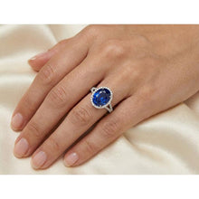 Afbeelding in Gallery-weergave laden, IGI GECERTIFICEERDE 12 Karaat Ovale Saffier Halo Ring