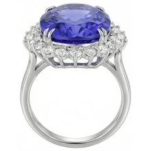 Afbeelding in Gallery-weergave laden, 12,25 ct Grote Ovale Tanzaniet Met Diamanten Trouw Ring Wit Goud