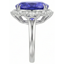 Afbeelding in Gallery-weergave laden, 12,25 ct Grote Ovale Tanzaniet Met Diamanten Trouw Ring Wit Goud