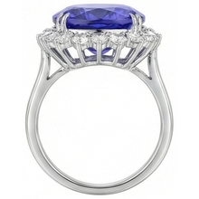 Afbeelding in Gallery-weergave laden, 12,25 ct Grote Ovale Tanzaniet Met Diamanten Trouw Ring Wit Goud
