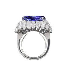 Afbeelding in Gallery-weergave laden, 12,25 ct Grote Ovale Tanzaniet Met Diamanten Trouw Ring Wit Goud