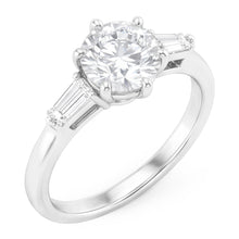 Afbeelding in Gallery-weergave laden, 14 Karaat Witgoud Briljant Drie-Steen Ring – 2-karaat Old Mine