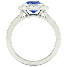 Afbeelding in Gallery-weergave laden, 14K Bezel Ceylon Sapphire Diamond Engagement Ring 3.42 karaat