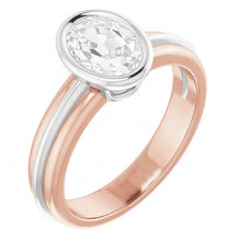 Afbeelding in Gallery-weergave laden, 14K Gouden Solitaire Trouwring Ovaal Old Mine Cut Natuurlijke uit de aarde gewonnen Diamant 3 Karaat