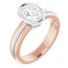 Afbeelding in Gallery-weergave laden, 14K Gouden Solitaire Trouwring Ovaal Old Mine Cut Natuurlijke uit de aarde gewonnen Diamant 3 Karaat