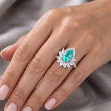 Afbeelding in Gallery-weergave laden, 14K Witgoud VVS Neon Paraiba Halo Zetting Ring 5 karaat