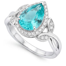 Afbeelding in Gallery-weergave laden, 14K Witgoud VVS Paraiba Toermalijn Halo Verlovingsring 3,25